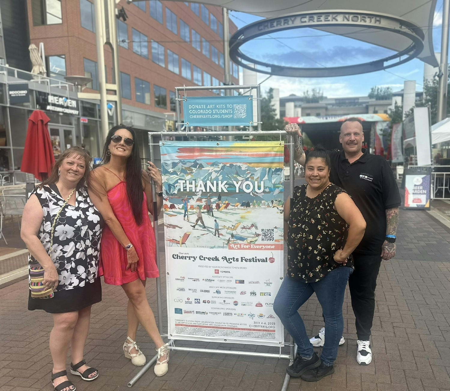 Our CEO, Treasury Manager, VP of PR, and Quality Assurance Events Specialist, kicking off Cherry Creek Art Festival