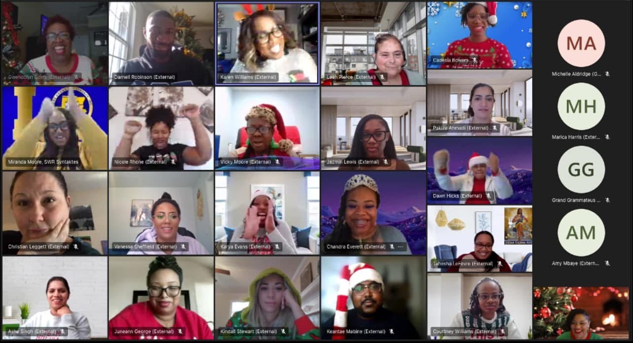 Here we are celebrating the holidays virtually, after a scavenger hunt, name that tune, and other interactive games.