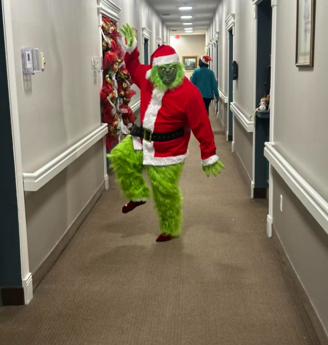 Residents and employees enjoyed Breakfast with Santa, plus a surprise visit from the Grinch spreading holiday cheer.