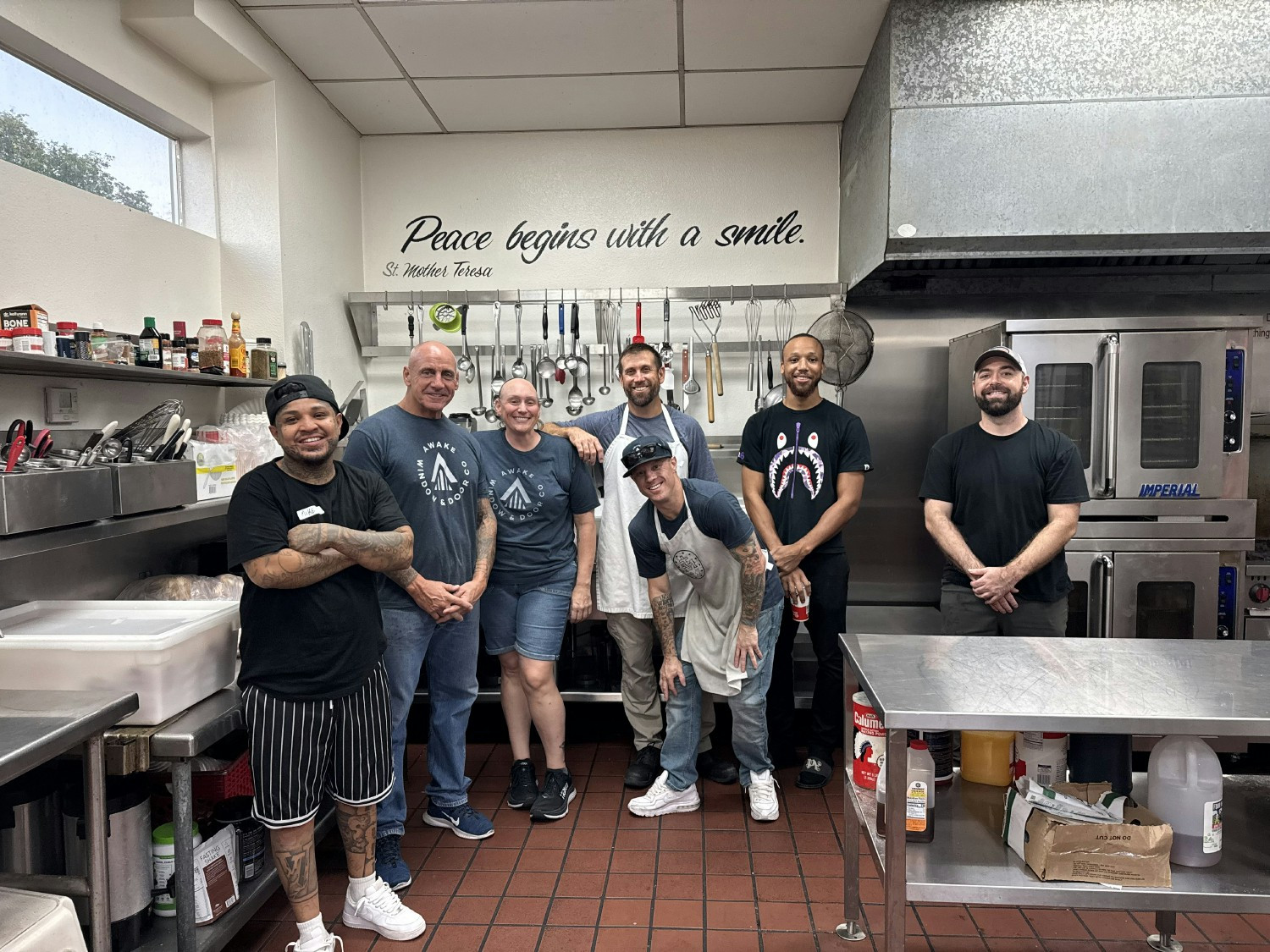 Monthly opportunities for community service include feeding the homeless through a local non-profit.