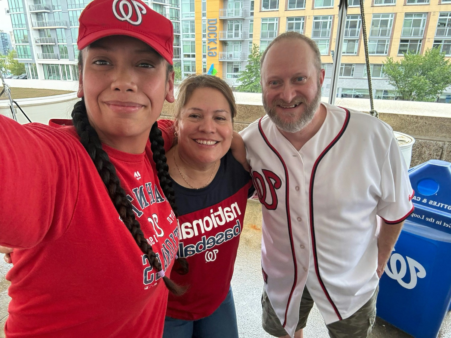 Team having a great time at a baseball game in DC