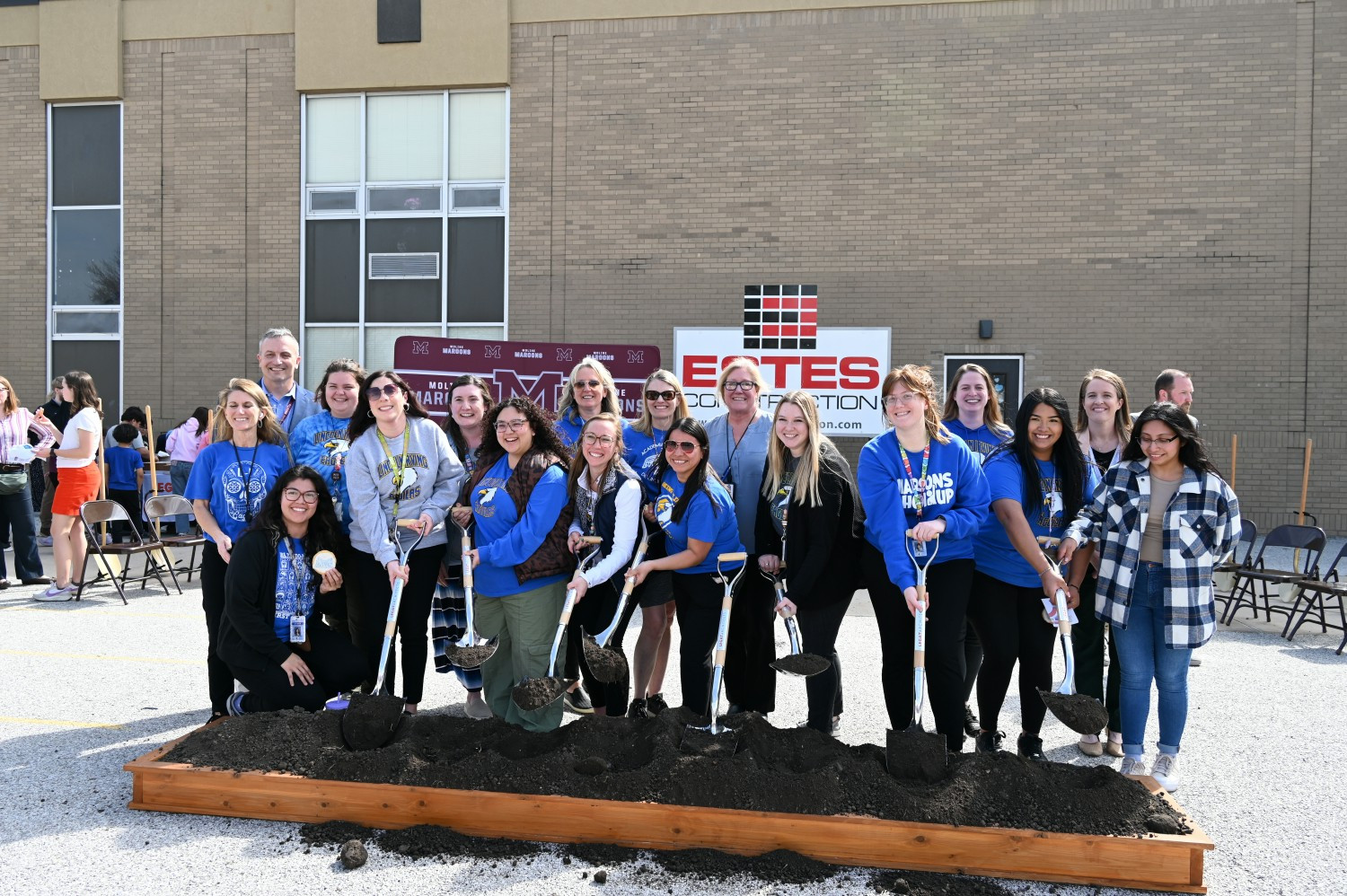 Staff headed to a brand new school next fall led the Groundbreaking event for the community, everyone was so excited!