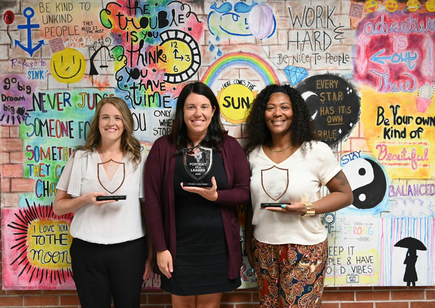 These lovely ladies are recipients of the 2026 peer-nominated Portrait of a Leader awards, Principal, AP, and Dean.