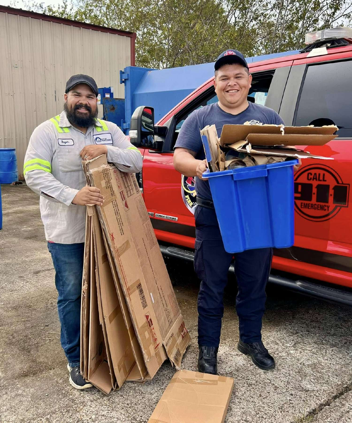 Public Works employees at the recycle center.