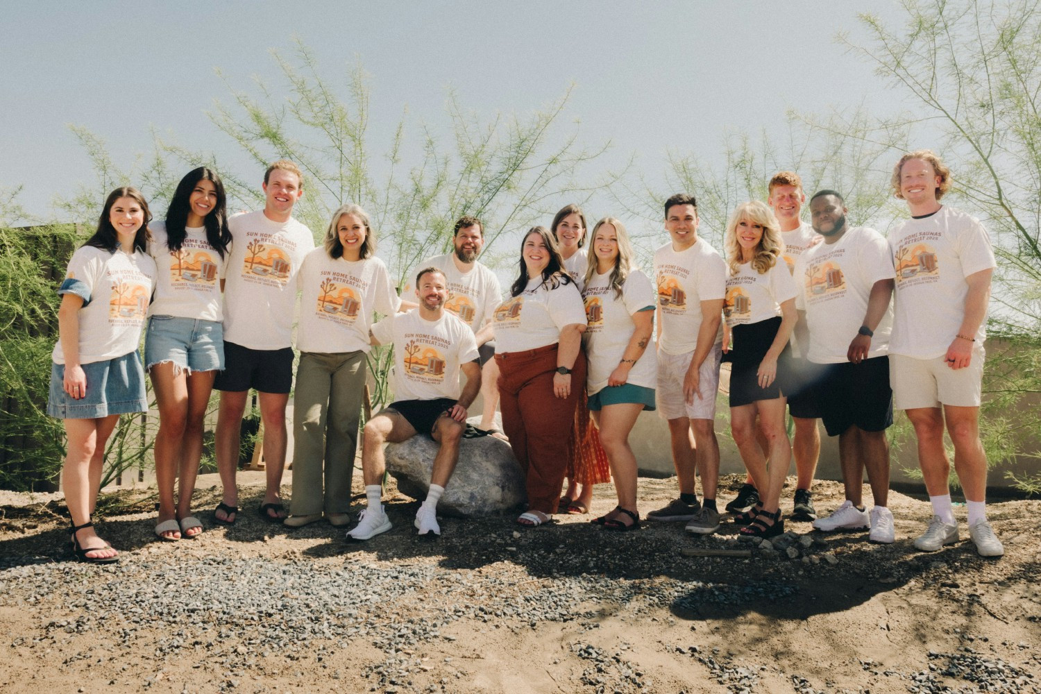 Team photo with our Retreat shirts!