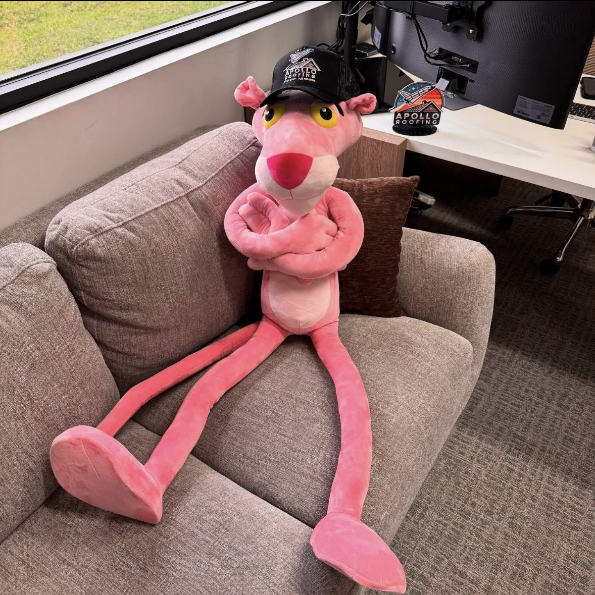 The official Owens Corning mascot chilling around the office