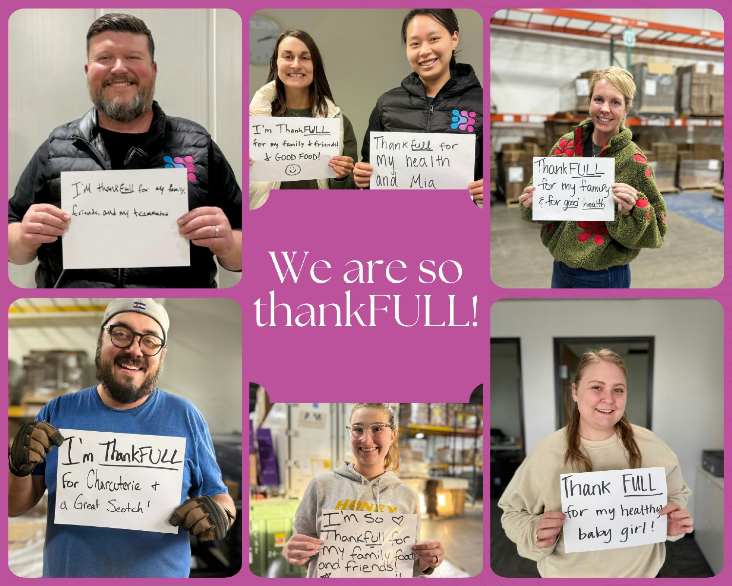 We lead with an aligned set of values and remember what we are thankful for outside of work, too! 