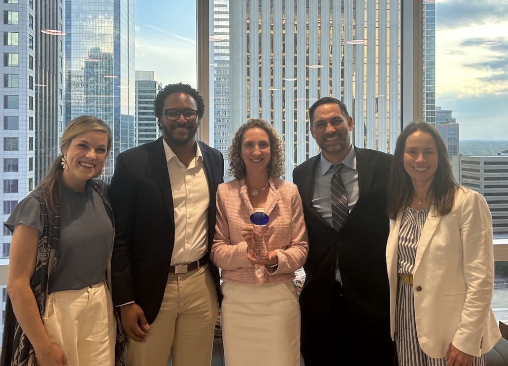  Members of our amazing Product and IT team celebrating Courtney Ramey's Apparo Tech Exec Community Innovation Award.