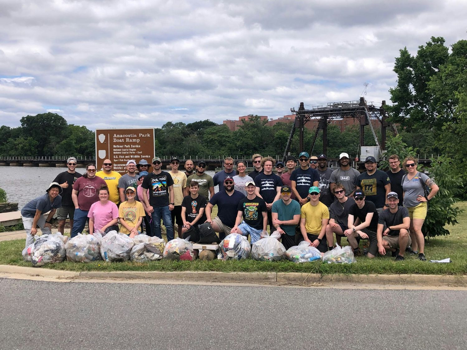 Team volunteering after company retreat