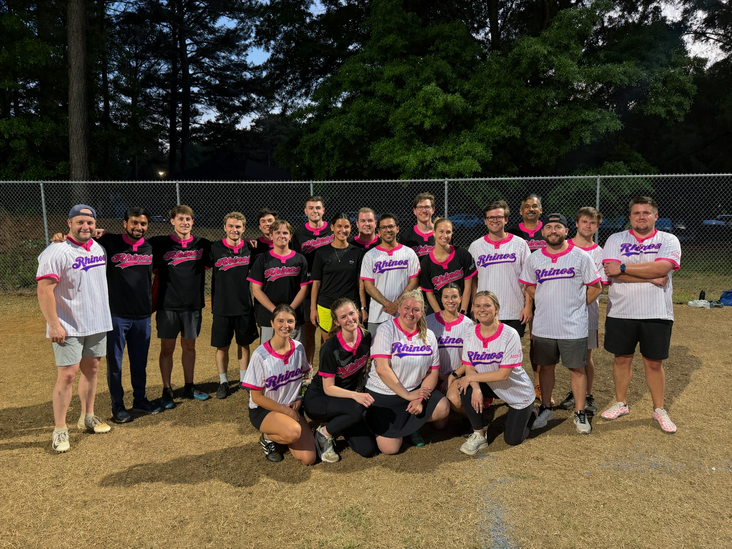 Twice a year, we participate in a local sports team, our favorite being corporate kickball featuring custom jerseys.