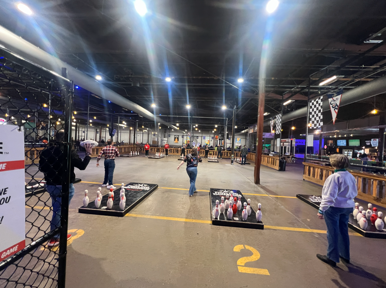 NPCA Holiday Party, where we played Fowling (throw a football at bowling pins). 