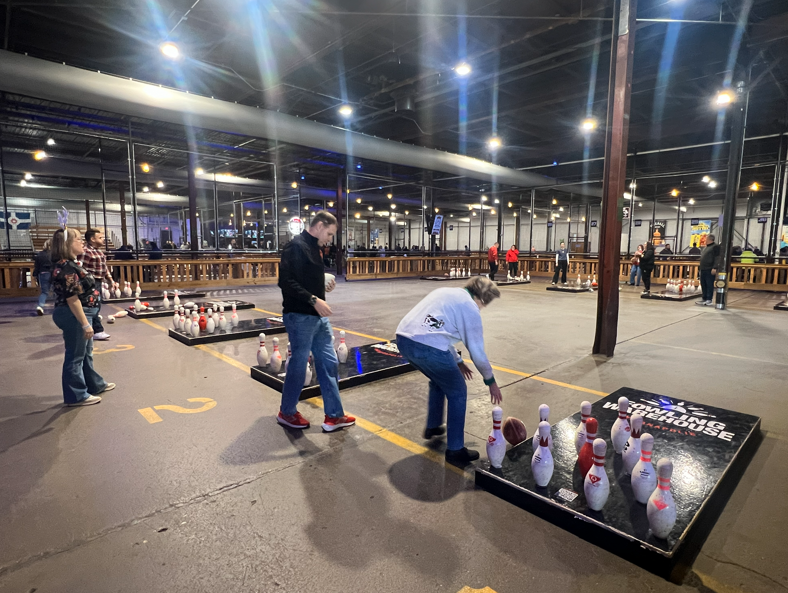NPCA Holiday Party, where we played Fowling (throw a football at bowling pins). 