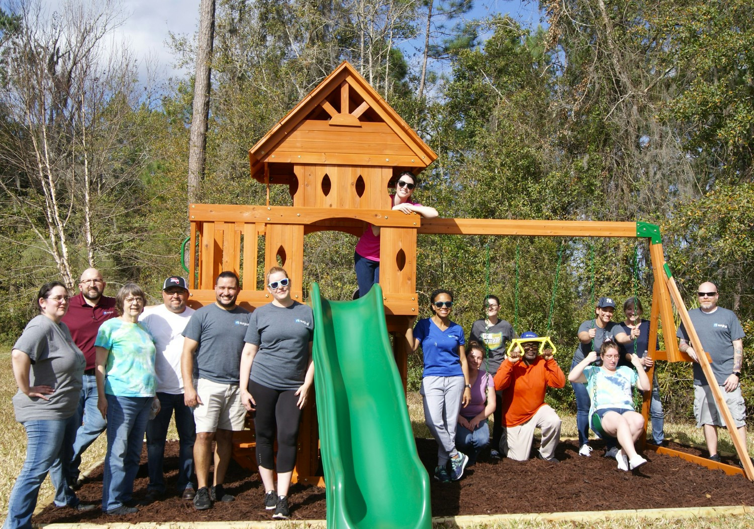 Volunteer event building playhouses - ROC Solid for children with cancer