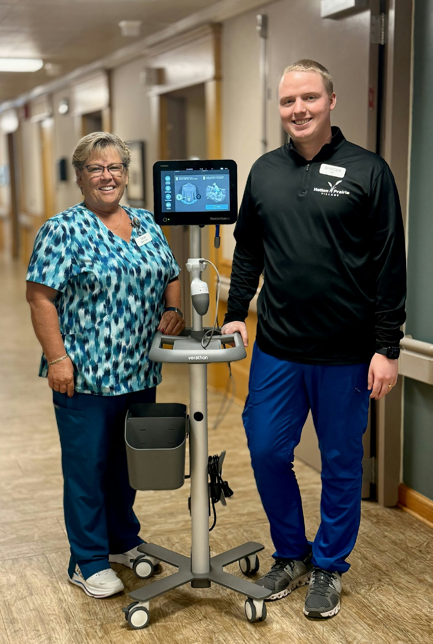 Nursing department with their new bladder scanner funded by community donations