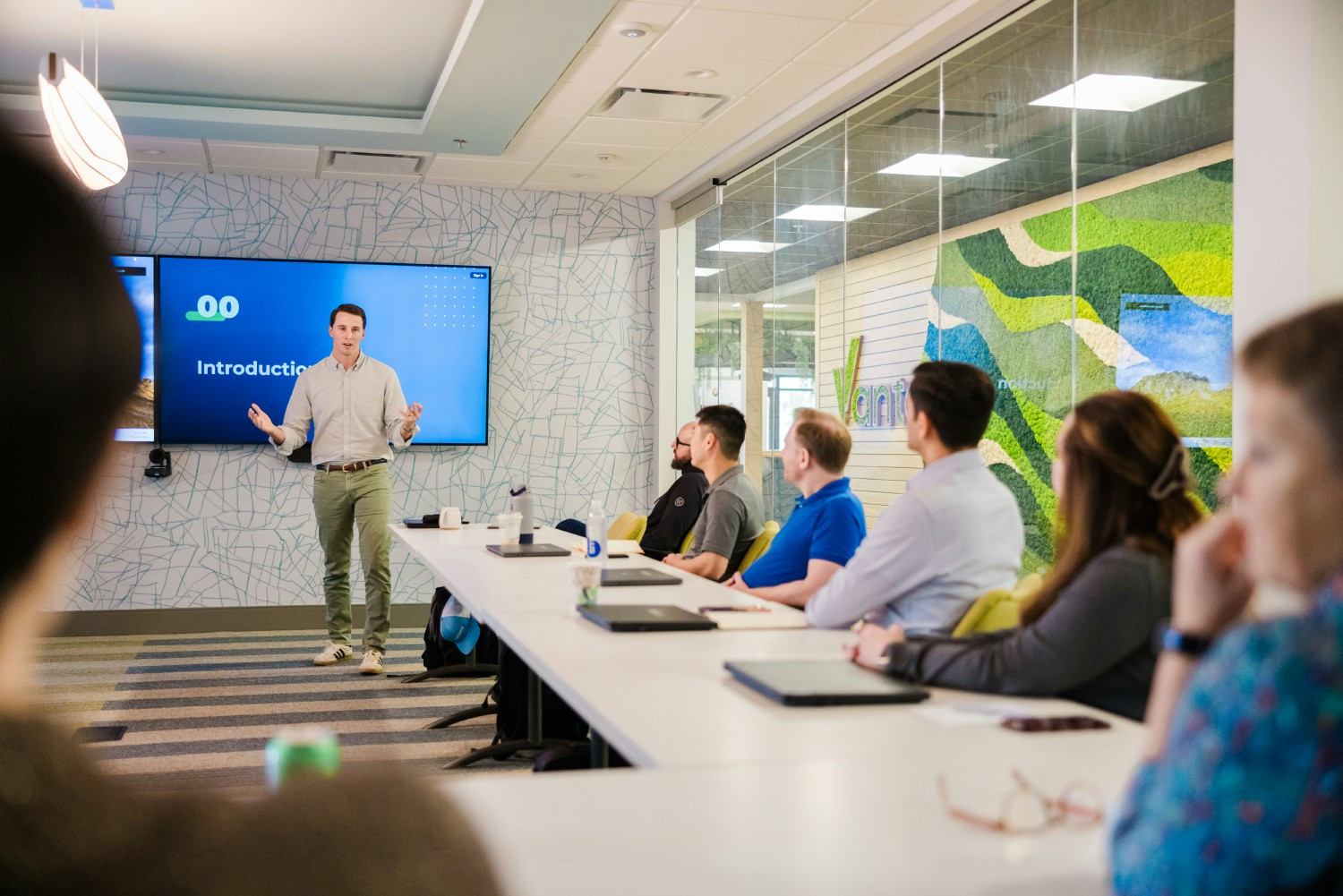 CEO, Ben Currin, leading a session during new hire orientation onsite at Vantaca HQ.