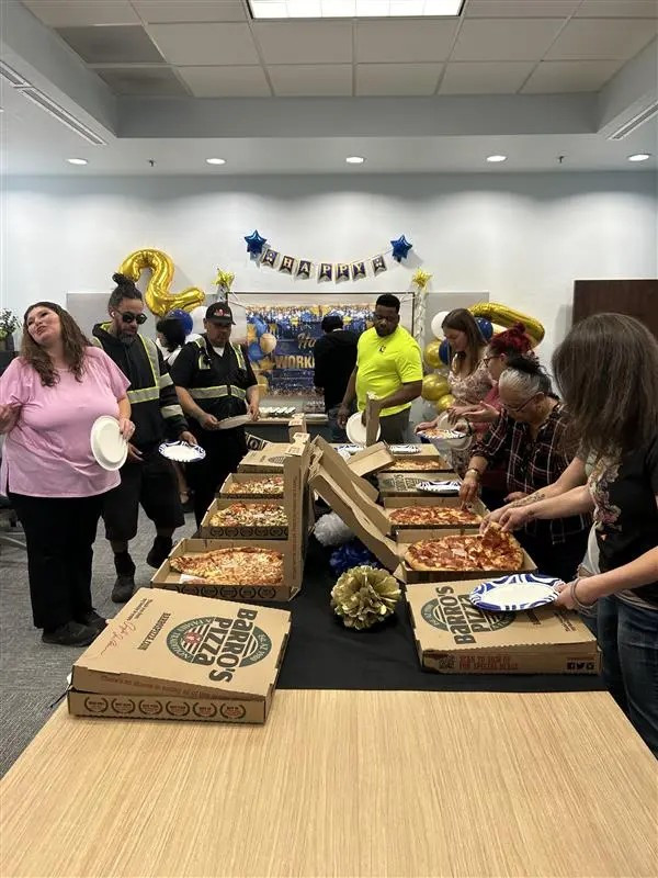 Pizza celebration for an employee's 20 year anniversary!