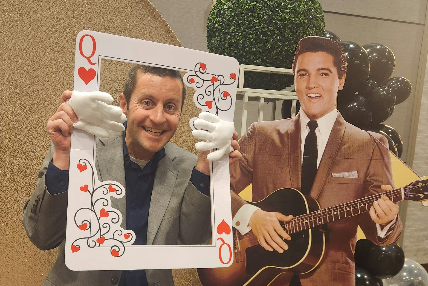 Elvis made an appearance, along with many other props for the photo booth at Casino Night.