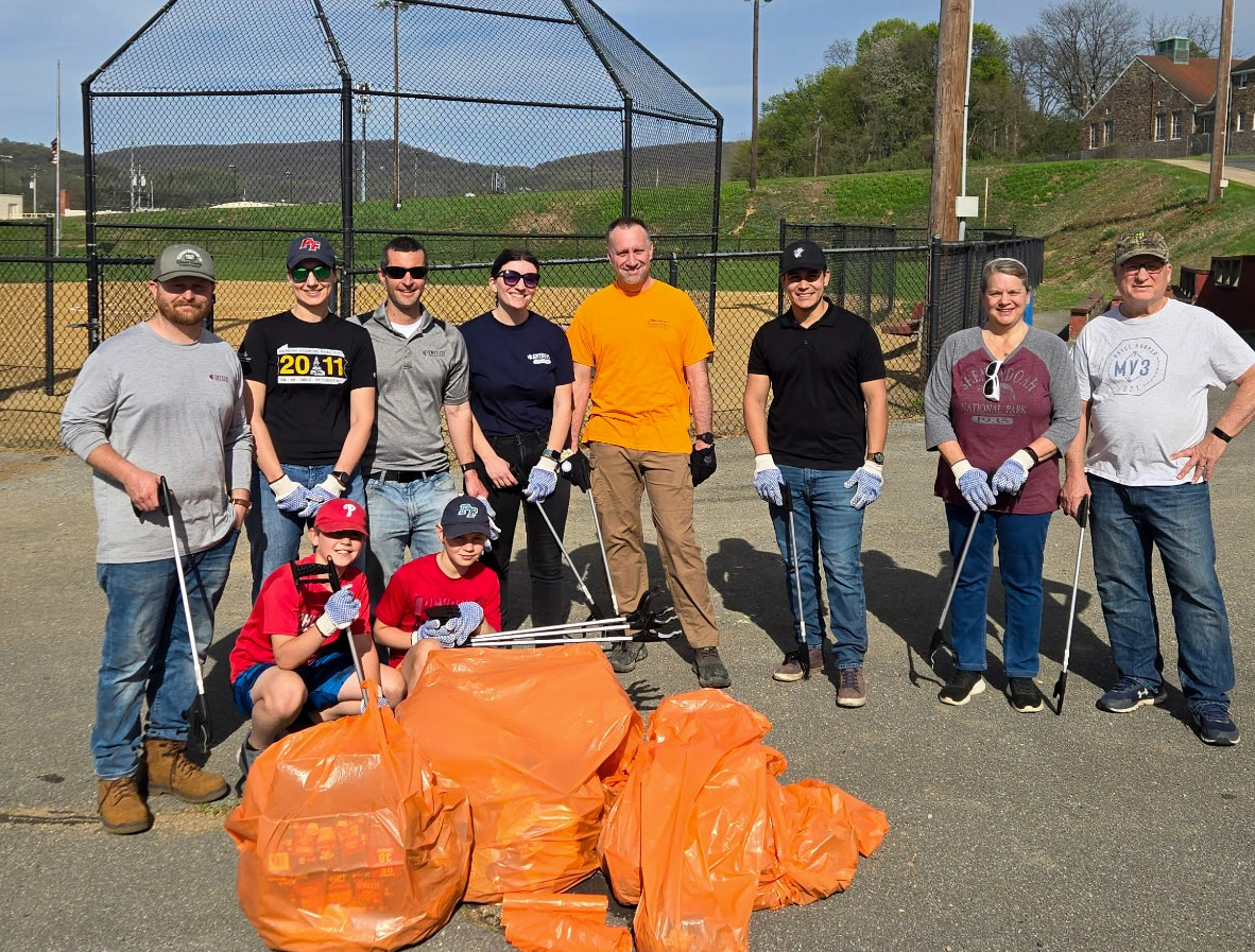 One of last year’s Earth Day cleanup crews, with their bounty from a local baseball/softball field in Reading, PA.