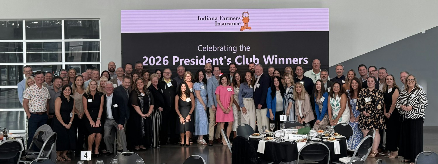 Recipients of the 2026 Indiana Farmers Insurance President’s Club honors gather in celebration.