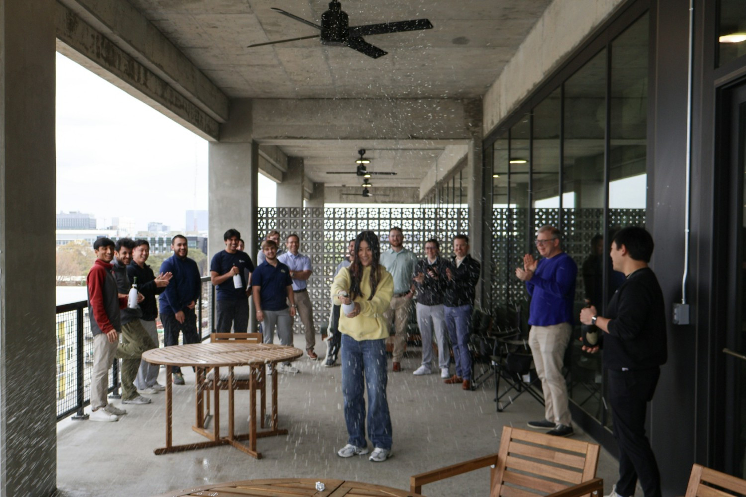 The Sola team coming together for an outdoor team event focused on connection, conversation, and shared celebration.