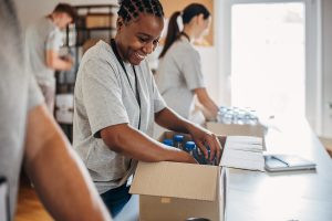 Employees volunteering.