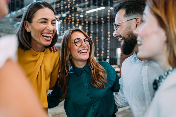 Employees celebrating at an event.