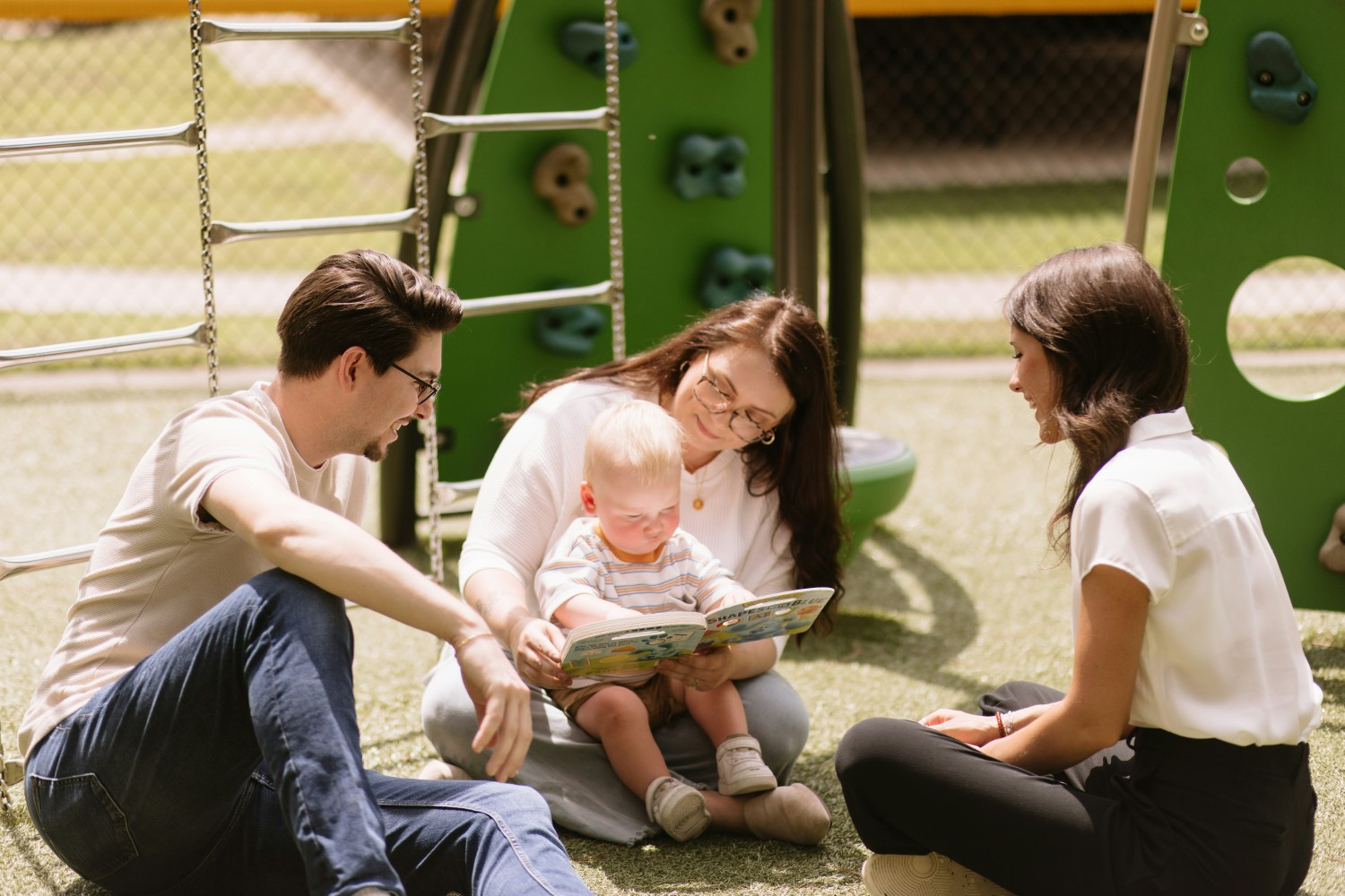 Ruthie is doing Family Training at the park. We like to go out into the community to practices goals outside the home.