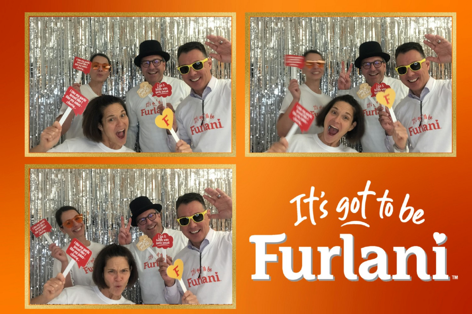 Colleagues not taking themselves too seriously at a marketing campaign launch event.