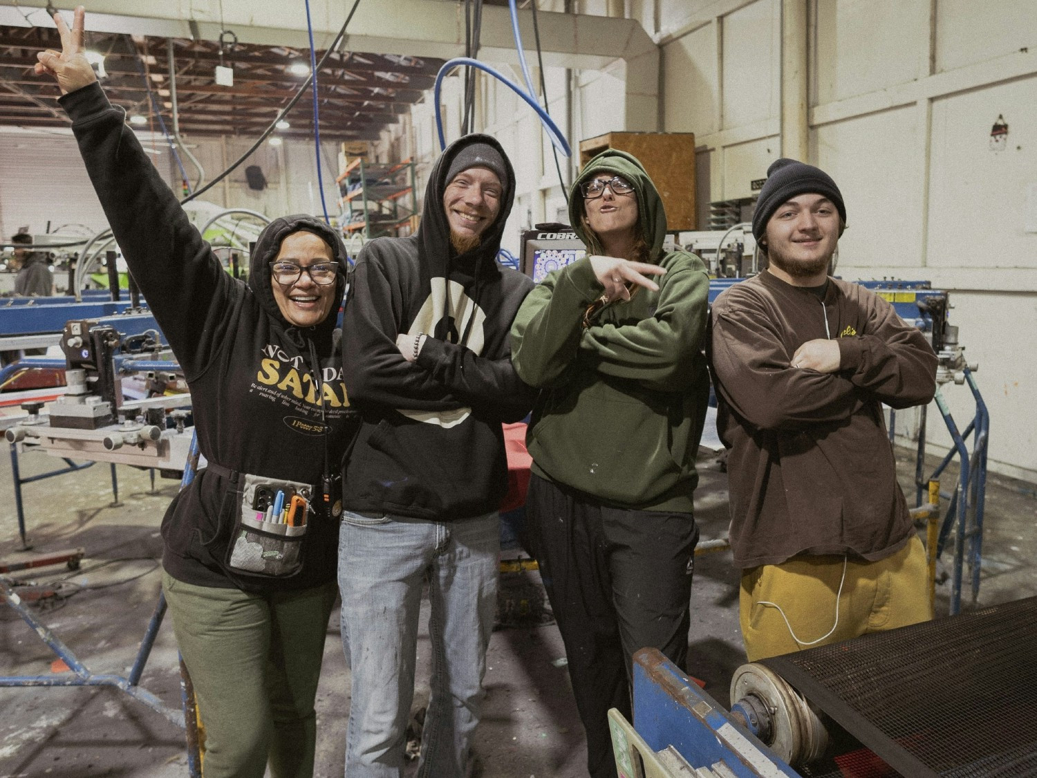 Our production staff works hard through the summer heat and cold months, blasting music and working hard together.