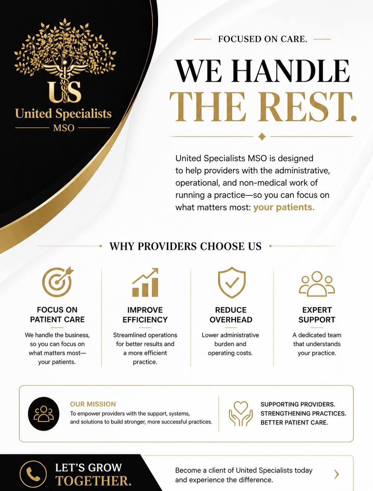 United Specialists provides HR, billing, and administrative support so medical practices can focus on patient care.
