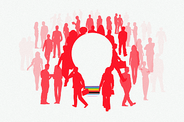 Diverse and inclusive teams is depicted with silhouettes  of people arranged in the outline of a person's head.